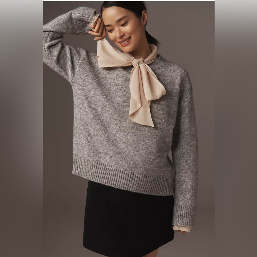 Anthropologie Gray Crew Neck Sweater